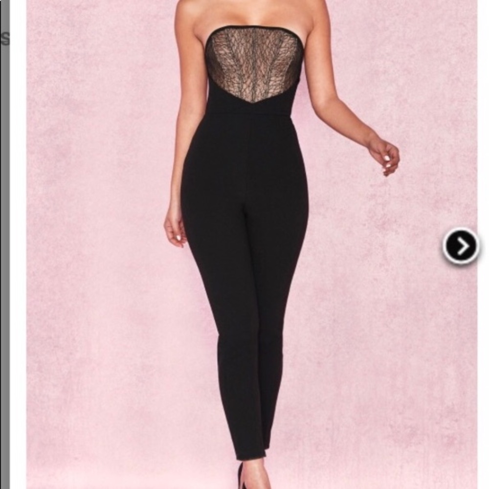House of CB Black Strapless Jumpsuit Size L